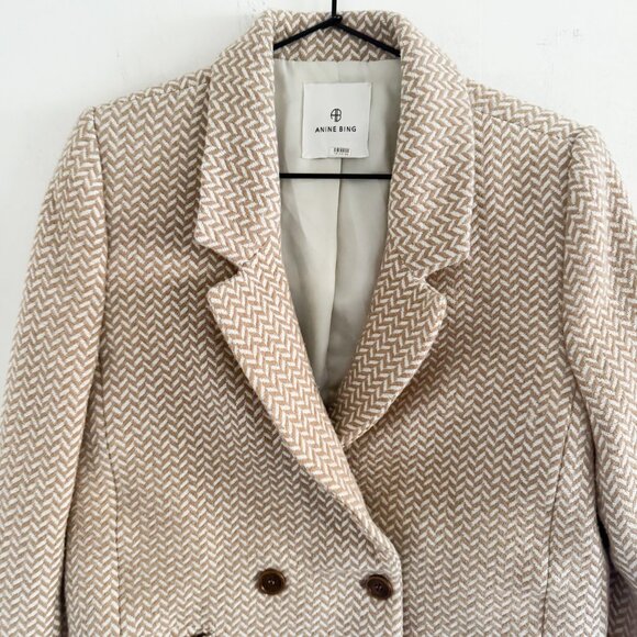 Anine Bing Tan Fishbone Blazer S - Picture 3 of 7